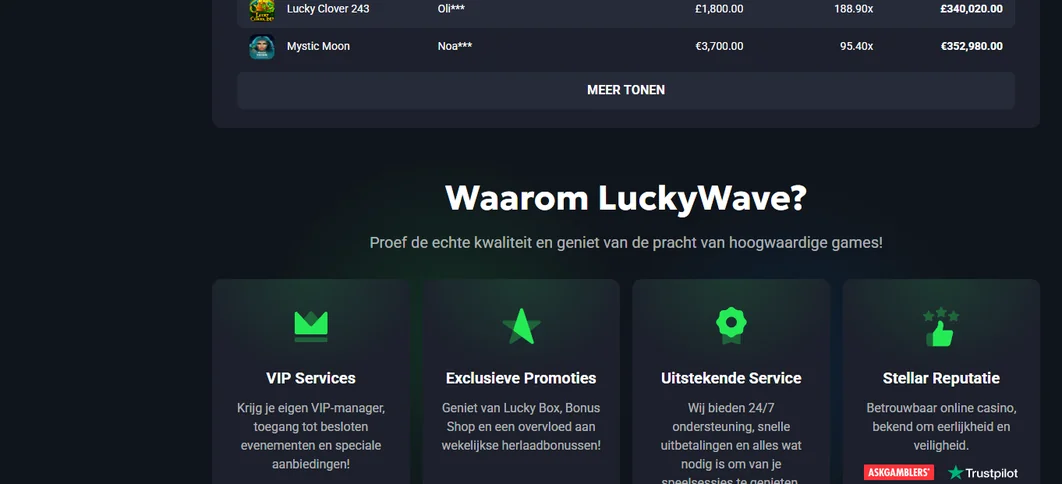 Win cashback bij Lucky Wave